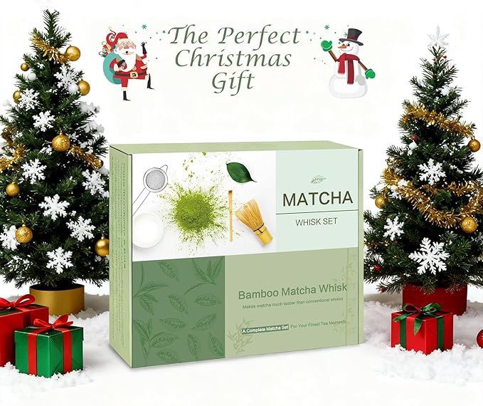 Matcha Whisk Set, Premium Ceramic Matcha Bowl with Spout, Bamboo Whisk, Chasen Holder, Sifter, Scoop, Complete Tea Making Kit for Matcha Lovers, Beginner Starter Set Valentine's Day Gift, Green