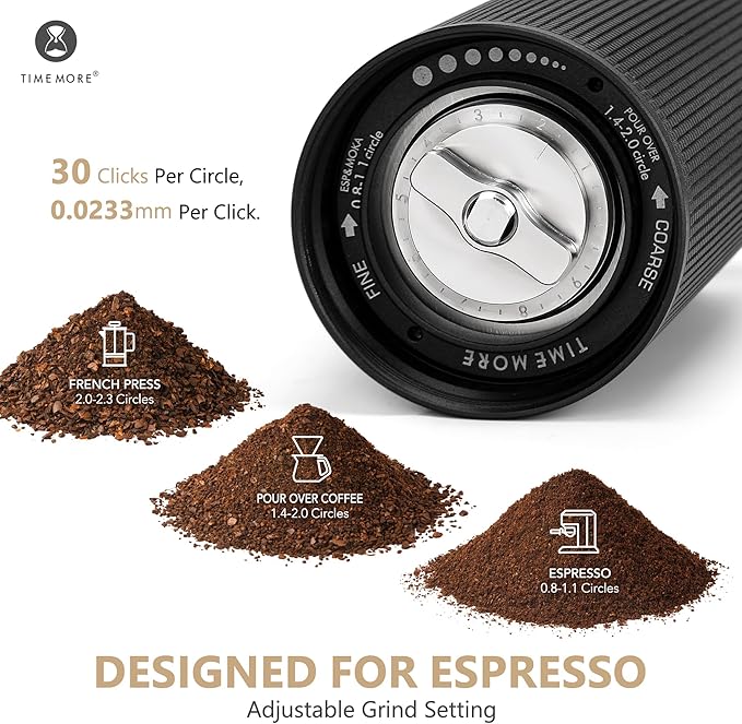 TIMEMORE Chestnut C3 ESP Pro Hand Coffee Grinder, Stainless Steel S2C Conical Burr Manual Coffee Grinder with Foldable Handle, Adjustable Grind Setting for Espresso to French Press - Black