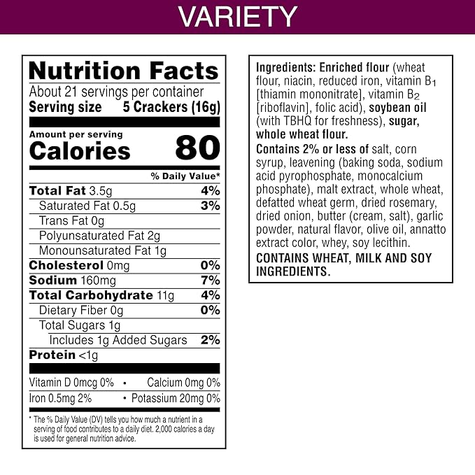 Toasteds Crackers, Cracker Collection, Lunch Snacks, Variety Pack, 12oz Box (1 Box)