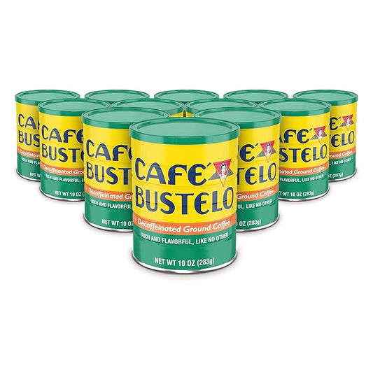 Café Bustelo, Decaffeinated Espresso Ground Coffee, 10 Oz. Can, 12 Count Case