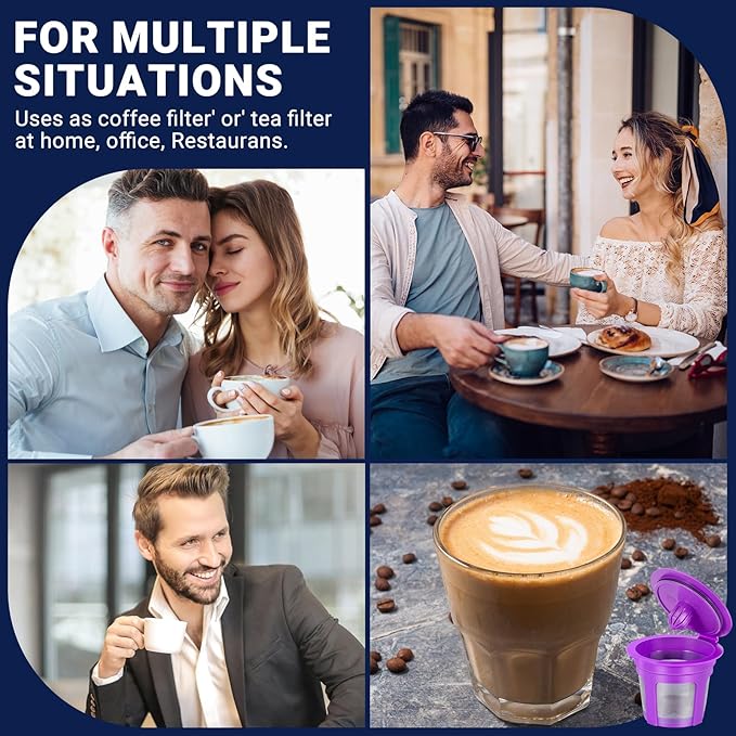 [SANYEDOU] Reusable Coffee Filters For Keurig (BPA Free) Reusable K Cup Filters Cups K Cups For Keurig 1.0+2.0 Mini K cup Refillable Pods(4pack)
