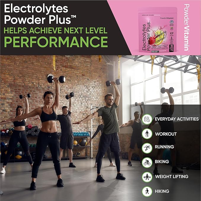 PowderVitamin Electrolytes Powder Plus (20 Servings) Raspberry Lemonade Electrolyte Powder Zero Calorie Keto,0 Sugar,No Maltodextrin,1000mg Potassium,120mg Calcium,120mg Magnesium, Pink Himalayan Salt