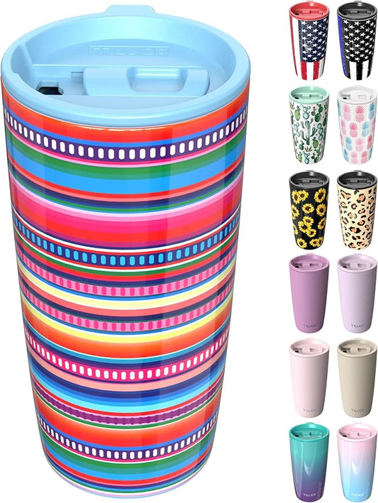 TILUCK 20 oz Tumbler with Lid, Vacuum Insulated Stainless Steel Coffee Mug, Double-Walled Travel Tumbler for Hot and Cold Drinks(RainbowStripes, 20oz)