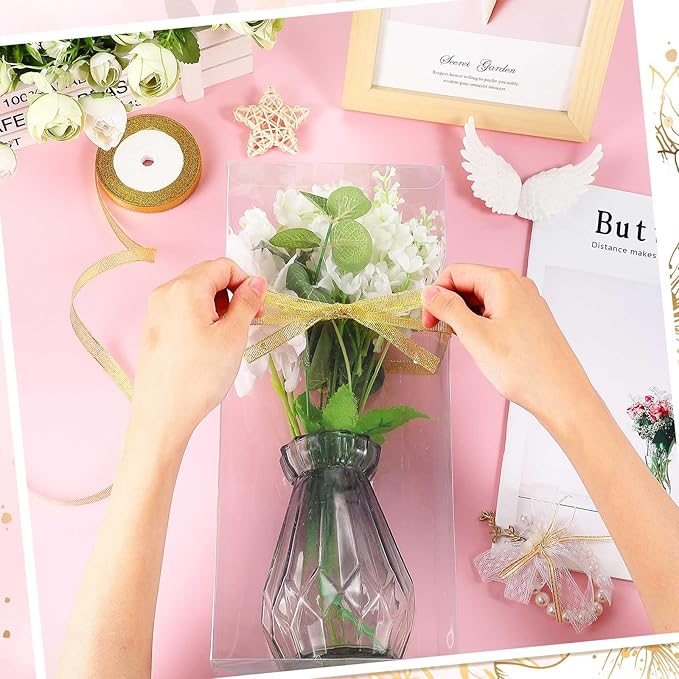 50 Pcs Mug Gift Boxes Clear Tumblers Packaging Box with Ribbon for Sublimation Tumblers Compatible with Stanley 11oz 12oz 15oz 20oz 30oz 40oz(12.6 x 5.5 x 4.3 Inch)