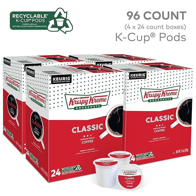 Krispy Kreme Classic Coffee, Keurig Single Serve K-Cup Pods, Medium Roast, 96 Count
