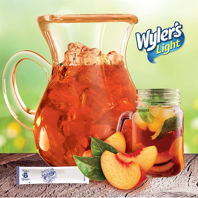 Wyler's Light Pitcher Packs, Water Drink Mix,Peach Iced Tea,6 Pitcher Packets (Pack of 2)