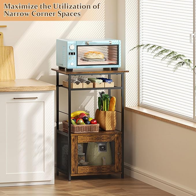X-cosrack 3 Tier Kitchen Cart with Storage, Microwave Carts with Adjustable Feet, 3-Tier Coffee Cart Station，Kitchen Storage Rack for Entryway, Living Room