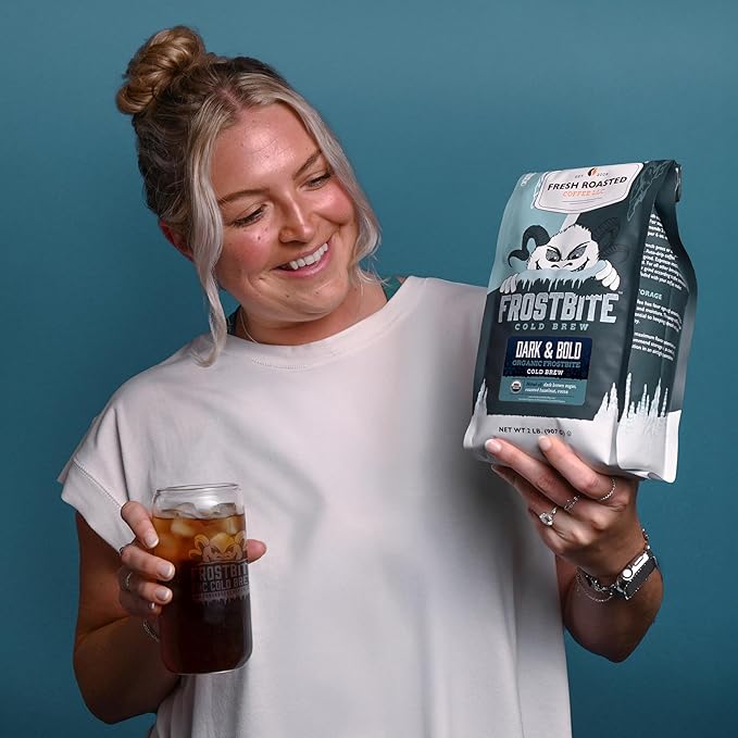 Fresh Roasted Coffee, Organic Dark & Bold Frostbite Cold Brew | USDA Organic, Kosher | Dark Roast | 2 lb Whole Bean