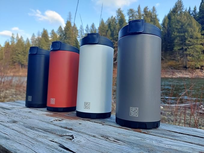 BruTrek Steel Toe 3.0 Travel Coffee Press - Brew 20 fl.oz On The Go - No Spill Lid, Double Wall Vacuum Insulated Stays Hot for Hours, French Press Coffee (Red Rock)