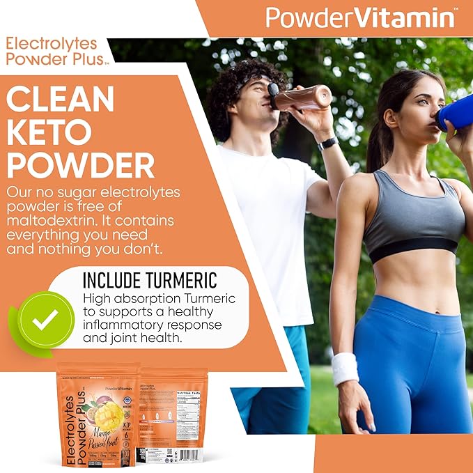 PowderVitamin Electrolytes Powder Plus (100 Servings) Mango Passionfruit Electrolyte Powder Zero Calorie Keto,0Sugar, No Maltodextrin,1000mg Potassium,120mg Calcium,120mg Magnesium, Hydration Powder