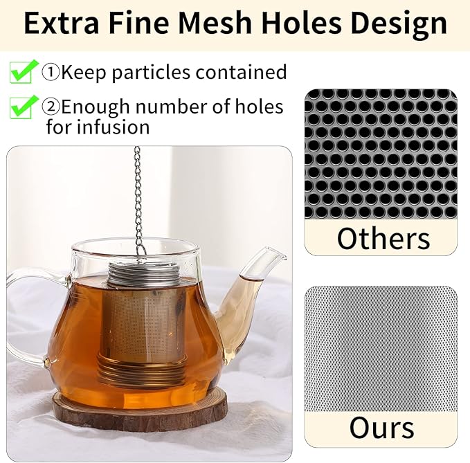 2 Pack Reusable Tea Steeper Extra Fine Mesh Tea Infuser Stainless Steel Tea Strainer for Loose Leaf Tea
