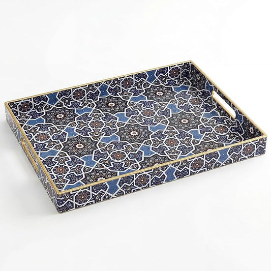 Coffee Table Trays for Living Room Serving Tray with Handles, Modern Large Tray for Ottoman Coffee Table