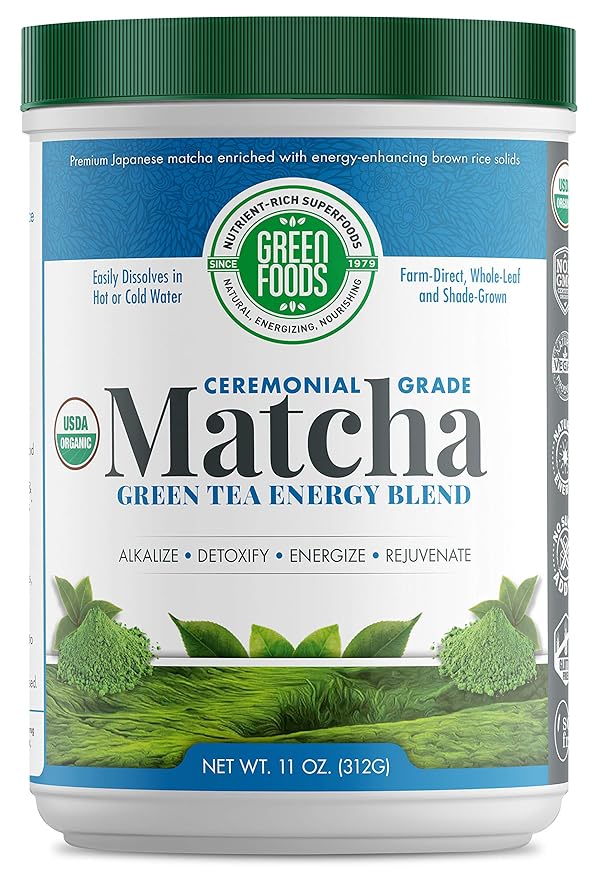 Green Foods Organic Ceremonial Grade Matcha Green Tea 11oz - First Harvest, Farm-Direct