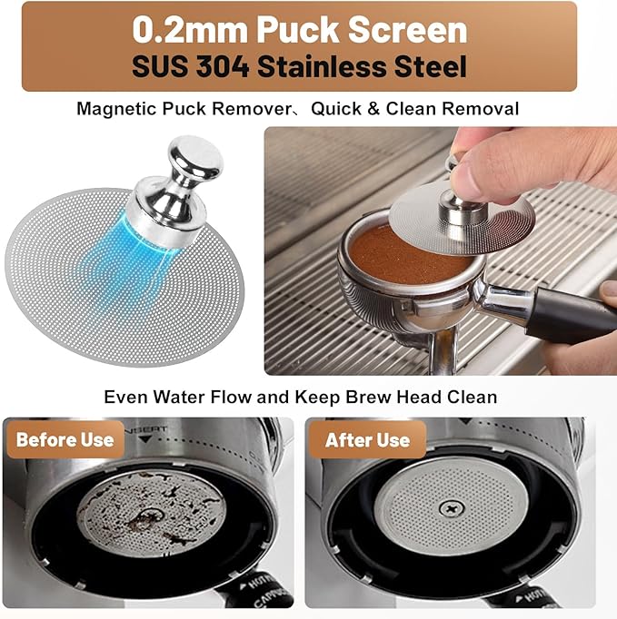 51mm Espresso Accessories Kit – Coffee Distributor and Tamper Leveler, WDT Tool, Magnetic Dosing Funnel and Puck Screen with Remover, Espresso Tools Fit Delonghi 51mm Portafilters