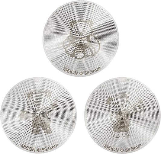 MEION 58.5mm Espresso Puck Screen-3 Pack 0.2mm Ultra Thin Espresso Puck, Stainless Steel Reusable Coffee Filter, Compatible with Espresso Machine 58mm Portafilter Basket