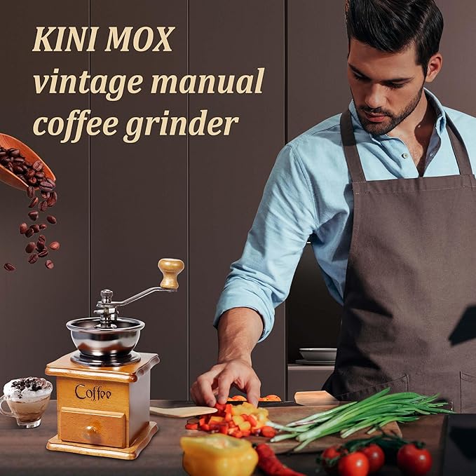 Manual Coffee Grinder Mini Vintage Wooden Coffee Bean Grinder for Decoration Display Antique Coffee Mill for Making Mesh Coffee Classic French Press for Decoration