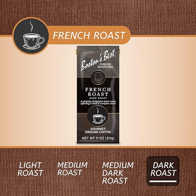 Boston’s Best Coffee - Rich & Bold French Roast Gourmet Delicious Dark Roast Premium Ground Coffee, 11 oz. / 311 g Bag