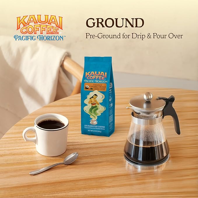 Kauai Coffee Coconut Caramel Crunch Medium Roast | Ground Coffee | 10 oz Package | Pack of 4