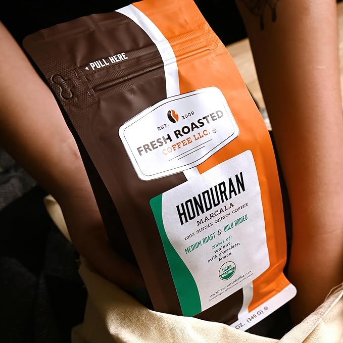 Fresh Roasted Coffee, Organic Honduran Marcala | USDA Organic, 100% Single Origin, Kosher | Medium Roast 12 oz Whole Bean