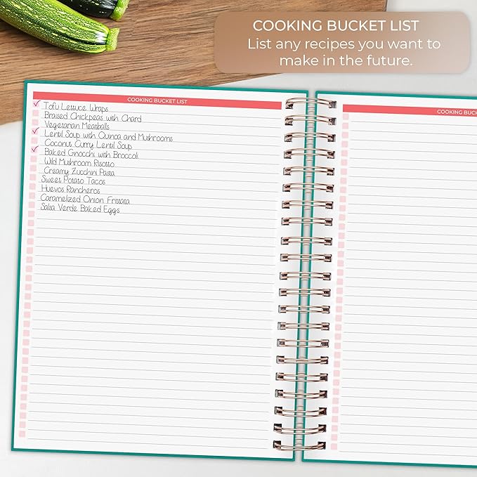 Clever Fox Recipe Book Spiral – Blank Family Cookbook – Empty Cooking Journal – Notebook Organizer to Write In Recipes – Large (Turquoise)