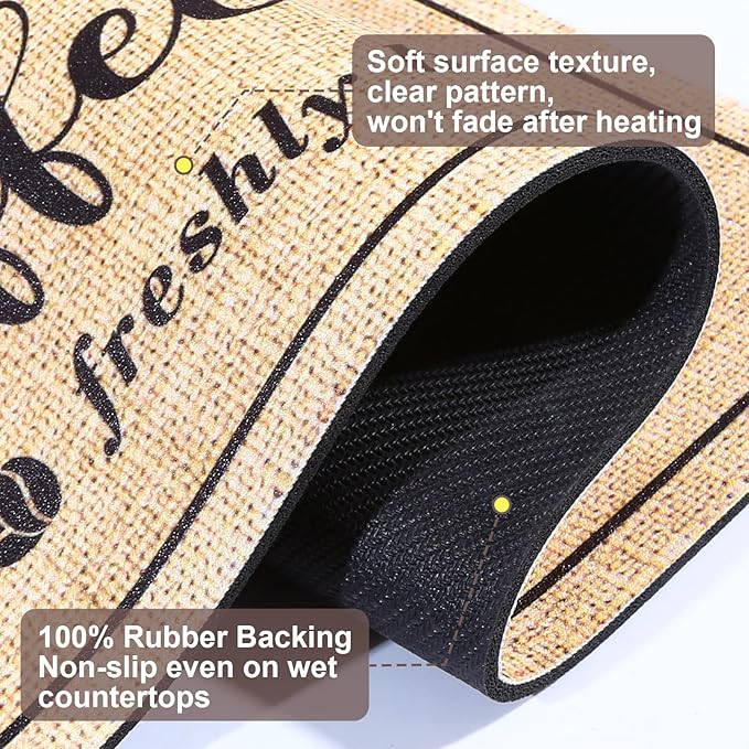 Absorbent Coffee Mat, Fashion Dish Drying Mat for Kitchen Counter Coffee Bar Accessories Espresso Machine Dish Rack 12" x 20" Beige