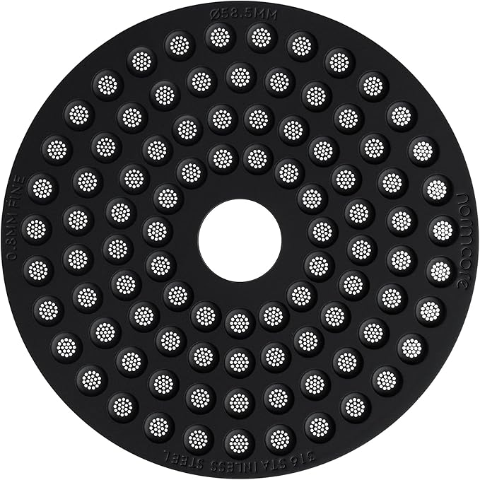 Normcore 58.5mm Espresso Puck Screen with Round Hole, Ultra-Slim 0.8mm Thickness Coffee Filter, Titanium PVD Coated 316 Stainless Steel Reusable Coffee Ground Filter Suitable for La Marzocco/Gaggia