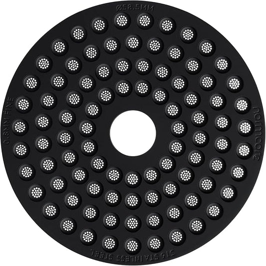 Normcore 58.5mm Espresso Puck Screen with Round Hole, Ultra-Slim 0.8mm Thickness Coffee Filter, Titanium PVD Coated 316 Stainless Steel Reusable Coffee Ground Filter Suitable for La Marzocco/Gaggia