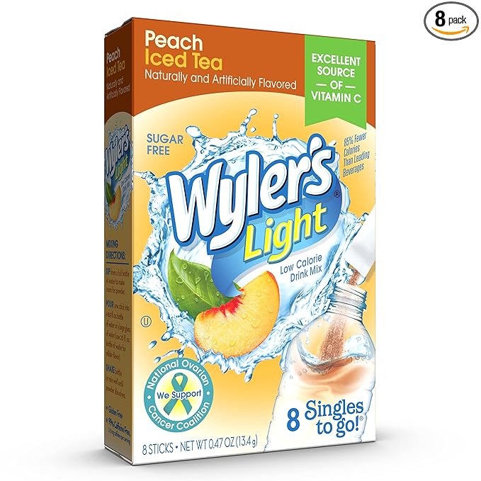 Wyler's Light Peach Iced Tea Singles To Go Drink Mix, 8 CT