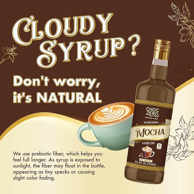 ChocZero Sugar Free Mocha Coffee Syrup – Keto Friendly, Zero Sugar & Low Calorie, No Sugar Alcohols – 25.4 Fl Oz