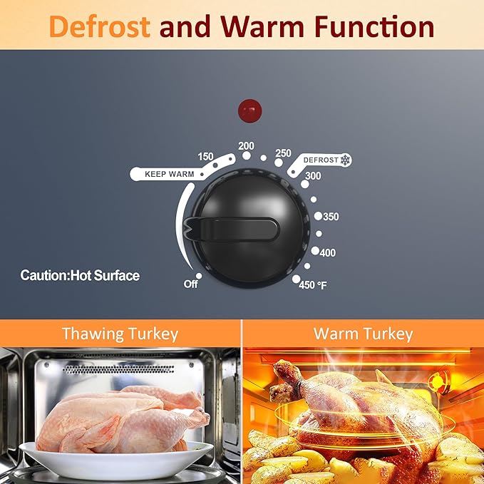 Sunvivi Electric Roaster, 26 Quart Electric Roaster Oven with Glass Lid, Turkey Roaster Oven Buffet with Self-Basting Lid, Removable Pan, Cool-Touch Handles, Blue