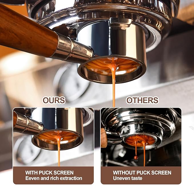 stochastic box 54 mm Bottomless Portafilter with Puck Screen, 3 Ears Espresso Portafilter Compatible with Breville Barista BES870XL Express Machines,Stainless Steel Porta filter and Rosewood Handle