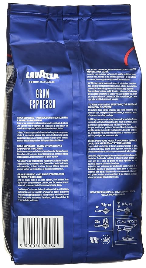 Lavazza Gran Espresso Whole Bean Coffee | Medium Roast | 2.2 lb × 2 Pack | Roasted in Italy