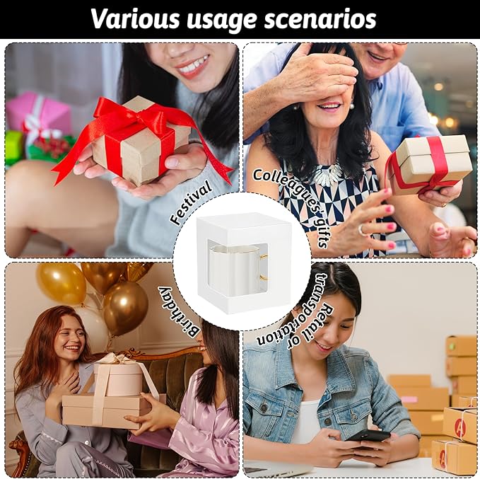 24 Pcs Sublimation Mugs Gift Boxes Transparent Gift Packaging Box for Blanks Sublimation Mugs Packaging 11oz, 12oz, 15oz Sublimation Mugs Blank Mug Box Cups Gift Wrapping