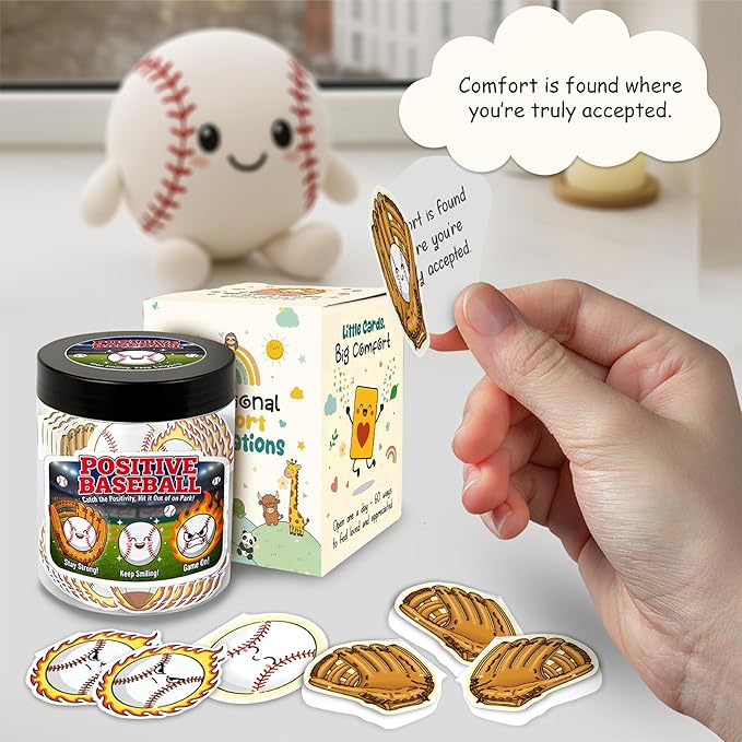 Positive Baseball Jar With 60 Affirmation Cards, Emotional Support Baseball, Gifts For Boys - Men Dad Team, Baseball Coach Gift, Baseball Birthday Decorations, Baseball Gifts For Team