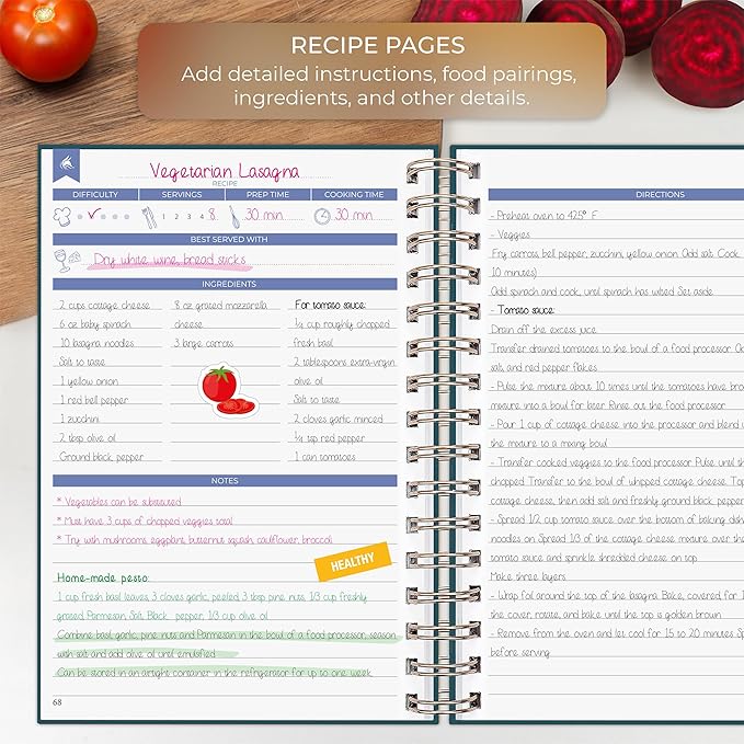 Clever Fox Recipe Book Spiral – Make Your Own Family Cookbook – Blank Recipe Notebook Organizer – Empty Cooking Journal to Write in Recipes – Medium Size, 6.3”x8.3”, Hardcover (Dark Teal)