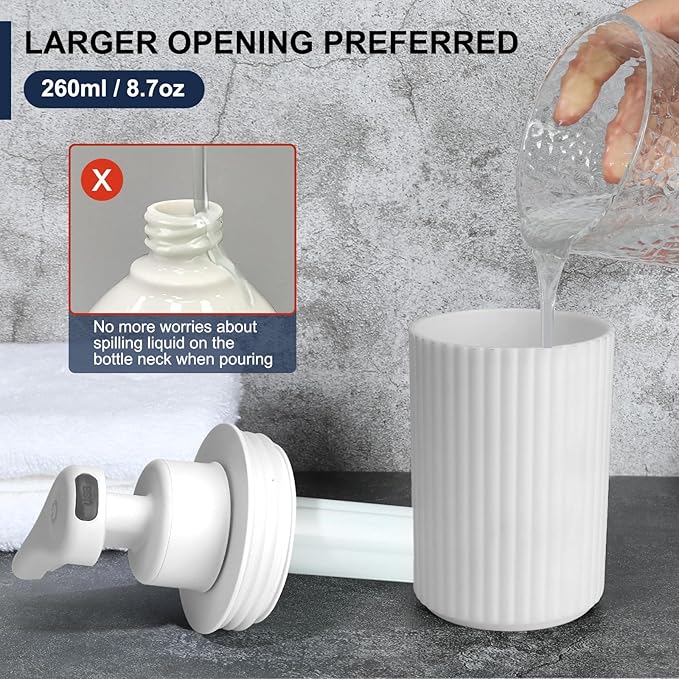 Automatic Soap Dispenser Liquid Touchless: 9oz White Plastic - Rechargeable Electric Smart 3 Level Adjustable Auto Hand Soap Dispenser - Dish Bathroom Kitchen