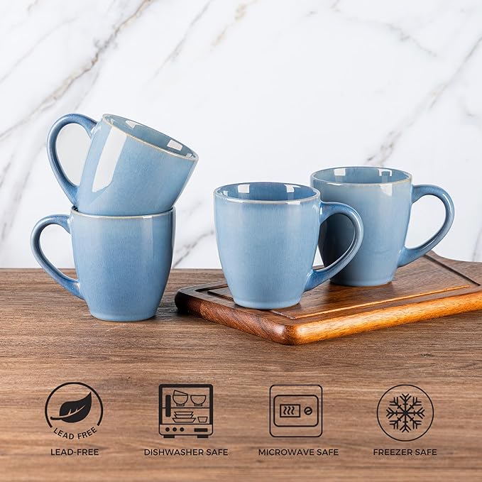 GBHOME Ceramic Coffee Mugs Set of 6, 12oz Stoneware Coffee Mugs Set For Dad Mom Women MEN, Light Weight Coffee Cups for Latte/Tea/Beer/Hot Cocoa, Dishwasher & Microwave Safe