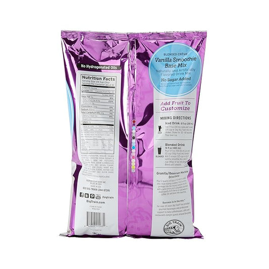 Big Train Blended Crème No Sugar Added Vanilla Smoothie Base Mix, 3.5 Pound (Pack of 1)
