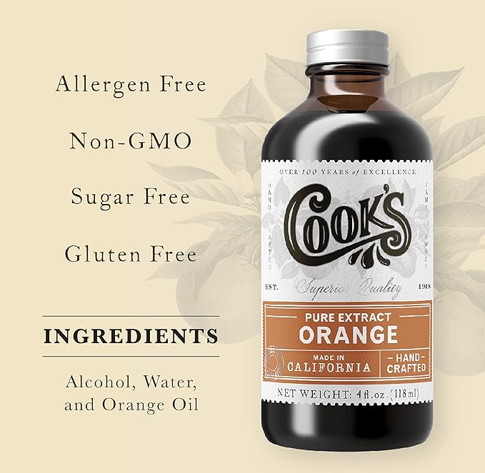 Cook's Pure Orange Extract From Florida Oranges | For Ice Cream, Cakes, Breads, Cookies and Drinks, 8 oz
