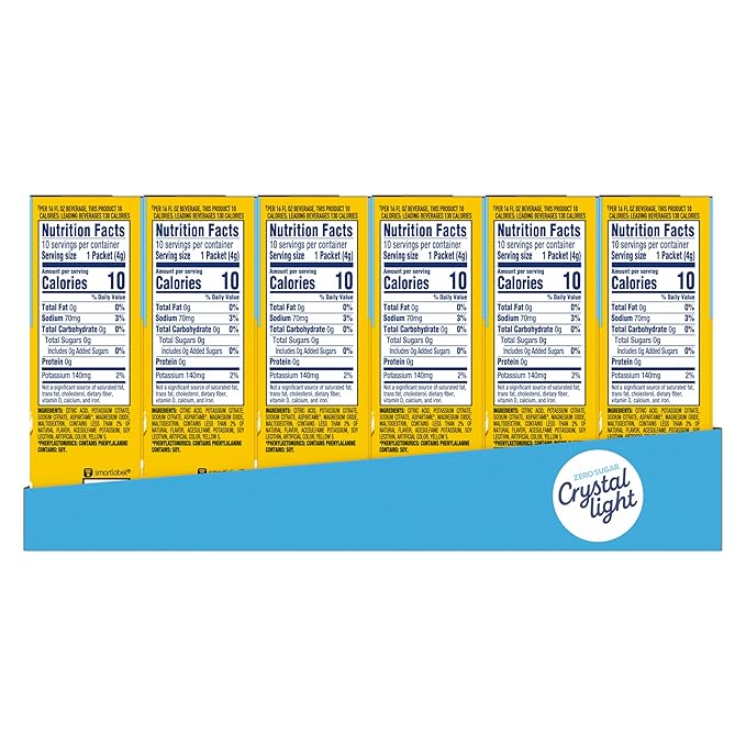 Crystal Light Drink Mix, 120 Packets, for Convenient On-the-Go Flavorful Hydration, Lemonade Natural Flavor with other natural flavor, Zero Sugar, 0.14 oz each