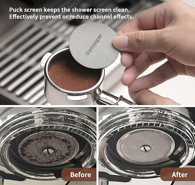 53.3mm Espresso Puck Screen, 1.7mm 150μm Coffee Reusable Professional Barist Espresso Screen for 54mm Bottomless Portafilter Filter Basket - Made with 316 Stainless Steel