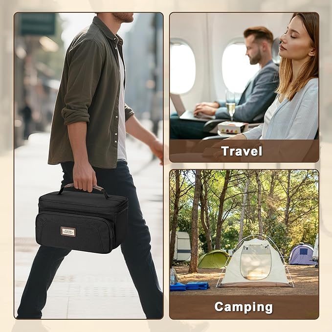 CURMIO Carrying Case Compatible with OutIn Nano Portable Electric Espresso Machine, Camping Coffee Maker Travel Bag with Pockets for Capsules and Accessories, Black