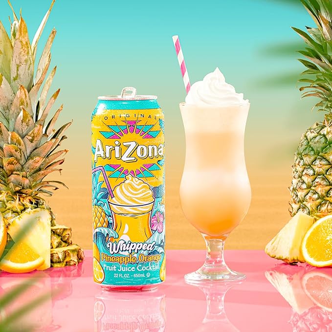 AriZona Whipped Pineapple Orange, Fruit Juice Drink - Big Can, 22 Fl Oz (Pack of 12)