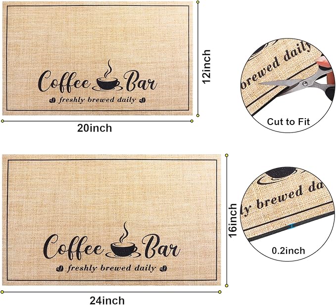 Absorbent Coffee Mat, Fashion Dish Drying Mat for Kitchen Counter Coffee Bar Accessories Espresso Machine Dish Rack 12" x 20" Beige