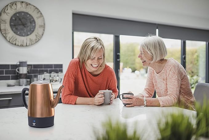 Moss & Stone 10 Cup Copper Percolator Coffee Pot Electric, Stainless Steel Coffee Percolator Electric With Keep Warm Function, Classic Perculator Pot With Removable Basket for Home or Office