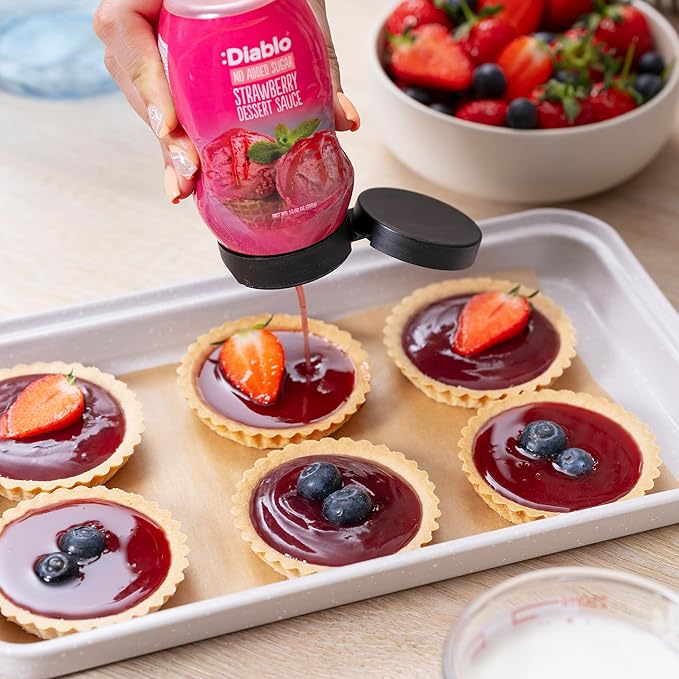 Diablo Strawberry Dessert Sauce | No Added Sugar | Gluten Free | Diabetic Friendly | Hamper Available - Perfect for Gifting | 355g 12.52oz