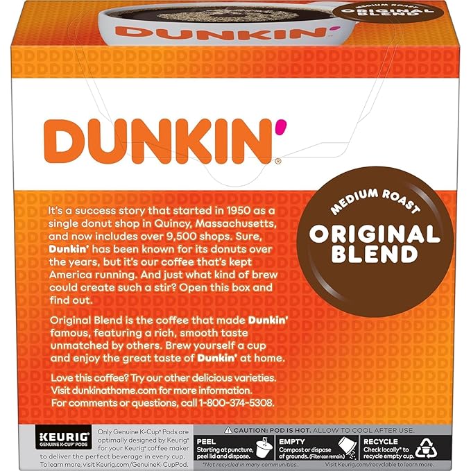 Dunkin' Original Blend Medium Roast Coffee, 32 Keurig K-Cup Pods
