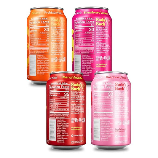 Poppi Sparkling Prebiotic Soda Beverage with Apple Cider Vinegar, Seltzer Water and Fruit Juice, Short List Variety Pack, 12 Fl Oz, Pack of 12, Packaging May Vary
