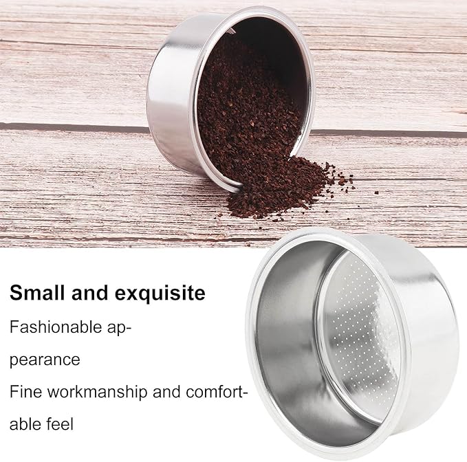 Reusable 51mm Coffee Filters Cups 2Pcs, Stainless Steel Espresso Coffee Filters Double Layer Pressurized Portafilter Filter Baskets, Espresso Machine Accessories Fit for Delonghi EC5 / EC7 / EC9