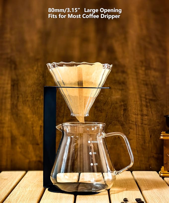 Pour Over Coffee Station Coffee Dripper Stand Stainless Steel (Black Rounded Square)
